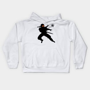 Ninja Throwing Shuriken Silhouette Kids Hoodie